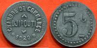 Ausländische Münzen 5 CENTIMES DJIBOUTI MONNAIE DE NECESSITE CHAMBRE DE COMMERCE EN ZINC 1920 POIDS 1.4g / N° CATALOGUE : LECOMPTE90 -