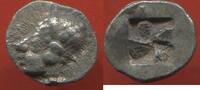 Antike Münzen OBOLE MARSEILLE PÉRIODE ARCHAÏQUE B 500-475 AV J-C MASSALIA 1/2 TYPE TRÉSOR D'AURIOL EN ARGENT A/ TÊTE DE FEMME A GAUCHE RECOUVERTE -
