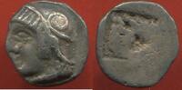 Antike Münzen OBOLE MARSEILLE PÉRIODE POSTARCHAIQUE FINALE 470-460 AV J-C PHOCAIQUE EN ARGENT TYPE DU TRÉSOR D'AURIOL A/ TÊTE CASQUÉE D’ATHÉNA A G -