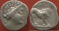 Antike Münzen DRACHME MASSALIA EN ARGENT A/ TÊTE A DROITE R/ LION POIDS 2.65g LOT I3 ETAT TB/TTB -