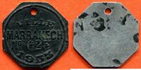 Ausländische Münzen VILLE DE MARRAKECH PLAQUE DE TAXE SUR LES CHIENS 1933 N°623 EN ALUMINIUM PEINT EN NOIR* -