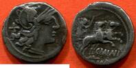 Antike Münzen DENIER RÉPUBLIQUE ROMAINE FAMILLE MAIANIA 194 AV J-C EN ARGENT A/ TÊTE DE LA DÉESSE ROME AVEC LE CASQUE AILE A DROITE, DERRIÈRE X R/ -
