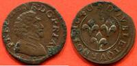 Französische Königliche Münzen PRINCIPAUTÉ D'ORANGE FREDERIC-HENRI DE NASSAU 1625-1647 DOUBLE DE CUIVRE A/ BUSTE A DROITE R/ TROIS TRÈFLES SIMULANT DES LIS 164 -