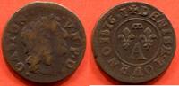 Französische Königliche Münzen DENIER PRINCIPAUTÉ DE DOMBES GASTON D'ORLEANS 1627-1650 TOURNOIS DE CUIVRE ANNEE 1651 A/ GASTON VFPD, TÈTE A DROITE R/ DEUX LIS SOUS -