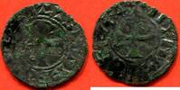 Französische Königliche Münzen DENIER CHAMPAGNE COMTE DE TROYES HENRI 1152-1180 D'ARGENT A/ TRECAS CIVITAS , ASTERISQUE SOUS LE MONOGRAMME R/ CROIX CANTONNEE DE DEU -