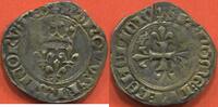 Französische Königliche Münzen 1 SOUS CHARLES VI 1380-1422 GROS DIT FLORETTE 3e ÉMISSION AVEC LIS INITIAUX ET POINT 17e AU REVERS ATELIER PARIS (7 MARS 1419) A/ KAROL -