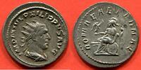 Antike Münzen PHILIPPE PERE 244-249 ANTONIEN EN ARGENT A/ SA TETE A DROITE R/ ROMAE AETERNAE ROME ASSISE A GAUCHE, TENANT UNE VICTOIRE ET UNE -