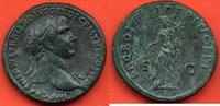 Antike Münzen SESTERCE TRAJAN 98-117 A/ IMP CAES NERVAE TRAIANO AVG GER DAC P M TR P COS V P P SON BUSTE LAURE A DROITE R/ SPQR OPTIMO PRINCIPI SC L -