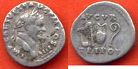 Antike Münzen DENIER VESPASIEN 69-79 A/SA TETE LAUREE A DROITE R/ AVGVR TRI POT SIMPULE,ASPERSOIR,VASE A SACRIFICE ET BATON D'AUGURE COHEN 45 AV -