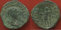 Antike Münzen SESTERCE PHILIPPE FILS 249 CAESAR  A/ M IVL PHILIPPVS CAES SON BUSTE NU ET DRAPE A DROITE R/ PRINCIPI IVVENT SC PHILIPPE EN HABIT M...