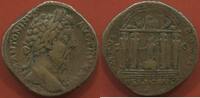 Antike Münzen SESTERCE MARC AURÈLE EN BRONZE A/ M ANTONINVS AVG TR P XXVII, SA TÊTE LAURÉE A DROITE. R/ RELIG AVG (A L'EXERGUE) IMP VI COS III SC, M -