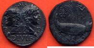 Antike Münzen AS AUGUSTE ET AGRIPPA 63 AP J-C AS DE NÎMES A/ IMP DIVI R P P LEURS TÊTES LAURÉES ET ADOSSÉES R/ COL NEM CROCODILE ATTACHE A UN P -