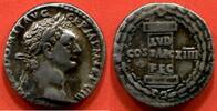 Antike Münzen DENIER DOMITIEN 81-96 EN ARGENT A/ IMP CAES DOMIT AVG GERM P M TR P VII SA TETE LAUREE A DROITE R/ COS XIIII CIPPE SUR LEQUEL ON LIT -