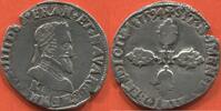 Französische Königliche Münzen DEMI FRANC D'ARGENT HENRI IV 1589-1610 RARE 1594 ATELIER K BORDEAUX A/ HENRICVS IIII DG FRAN ET NAVA REX, ATELIER K SOUS LE BUSTE R/ SIT.NOMEN.DOM -