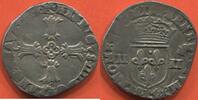 Französische Königliche Münzen QUART D’ÉCU EN ARGENT HENRI IV 1589-1610 3e TYPE AVEC CROIX AUX BRAS FLEURONNÉS DE FACE ANNÉE 1601 ATELIER L BAYONNE A/ HENRICVS IIII D G FRANC ET N -