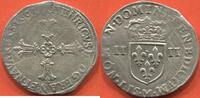 Französische Königliche Münzen QUART D’ÉCU EN ARGENT HENRI IV 1589-1610 3e TYPE AVEC CROIX AUX BRAS FLEURONNÉS DE FACE ANNÉE 1601 ATELIER M TOULOUSE A/ HENRICVS IIII D G FRAN ET N -