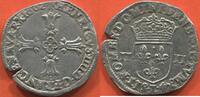 Französische Königliche Münzen QUART D’ÉCU EN ARGENT HENRI IV 1589-1610 3e TYPE AVEC CROIX AUX BRAS FLEURONNÉS DE FACE ANNÉE 1602 ATELIER L BAYONNE A/ HENRICVS IIII D G FRANCE NAV -