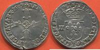 Französische Königliche Münzen QUART D’ÉCU EN ARGENT HENRI IV 1589-1610 3e TYPE AVEC CROIX AUX BRAS FLEURONNÉS DE FACE ANNÉE 1609 ATELIER L BAYONNE A/ HENRICVS IIII D G FRAN E NAV -