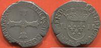 Französische Königliche Münzen QUART D’ÉCU EN ARGENT HENRI IV 1589-1610 2e TYPE AVEC CROIX AUX BRAS COURONNÉS DE FACE, ANNÉE 1604 ATELIER C SAINT L’O A/ HENRICVS IIII D G FRAN ET N -