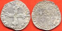 Französische Königliche Münzen QUART D’ÉCU HENRI IV 1589-1610 DE NAVARRE A/ HENRICVS 4 D G FRANC ET NAVAR REX CROIX FLEUDELISEE R/GRATIA DEI SVM ID QSVM ÉCU COURONNE,PAR -