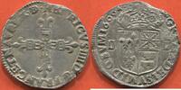 Französische Königliche Münzen QUART D’ÉCU HENRI IV 1589-1610 DE BÉARN A/ HENRICVS IIII D G FRANC ET NAV REX, CROIX FLEURDELISÉE R/ GRATIA DEI SVM ID Q SVM 1609, ÉCU COU -