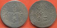 Französische Königliche Münzen QUART D’ÉCU HENRI IV 1589-1610 DE BÉARN A/ HENRICVS IIII D G FRANC ET NAVA REX, CROIX FLEURDELISÉE R/ GRATIA DEI SVM Q D SVM 1594, ÉCU COU -