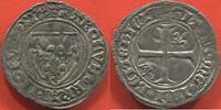 Französische Königliche Münzen CHARLES VI 1380-1422 DEMI GUENAR 2E ÉMISSION MÉTAL EN BILLON A/ KAROLVS FRANCORVM REX, ÉCU DE FRANCE R/ SIT NOME DNI BENEDICTV C -