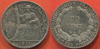 Ausländische Münzen 20 CENT INDOCHINE EN ARGENT ANNÉE 1911 A POIDS 5.37g ETAT TTB A SUPERBE / N° CATALOGUE : LECOMPTE210 -