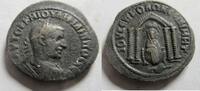 Kyrrhestika AE-25 Nisibis AE-25 von Philippus II. Rs. viersäuliger Tempel -