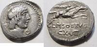 Römische Republik Denar Denar der Römischen Republik L. C. PISO 90 v. Chr. Rs. Reiter zu Pferd n. r. -
