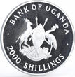 Uganda 2000 shillings Elizabeth and Phillip Golden Wedding silver coin 1997 Proof