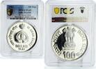 India 100 rupees India 100 rupees IX Asian Games Olypmics Sports PL65 PCGS silver coin 1982 -