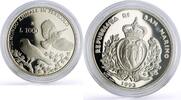 San Marino 1000 lire San Marino 1000 lire Conservation Wildlife Falcon Woodpecker Birds silver coin 1993 -