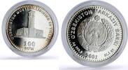 Uzbekistan 100 som Uzbekistan 100 som 10th Independence Tashkent Bell Tower KM-30 silver coin 2001 -