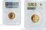 Mauritius 2 cents Mauritius 2 cents Rupublic Coinage Queen Elizabeth PR66 PCGS bronze coin 1971 -