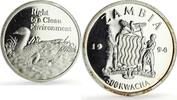 Zambia 500 kwacha Zambia 500 kwacha Human Rights Clean Environment Duck proof silver coin 1994 -