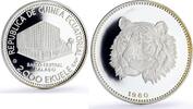 Equatorial Guinea 2000 ekuele Equatorial Guinea 2000 ekuele Tiger Wildlife Fauna proof silver coin 1980 -