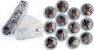 Niue 1 dollar Niue 1 dollar x 12 Zodiac Signs Mucha Art Color proof silver coins 2010 - 2011 -