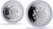 Mauritius 100 rupees Mauritius 100 rupees Mahatma Gandhi Visit History Politics proof silver coin 2001 -