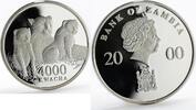 Zambia 4000 kwacha Zambia 4000 kwacha African Wildlife Leopard and two cubs proof silver coin 2000 -