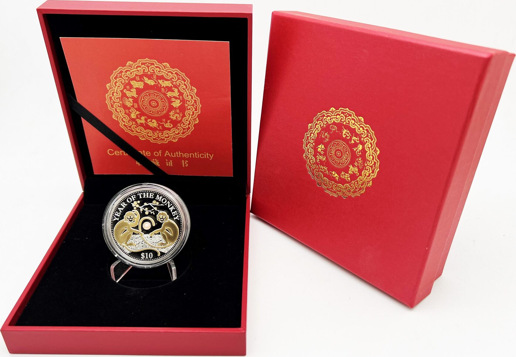 Fiji 2016 10$ Year Of The MONKEY With Pearl Lunar Series 5 1 oz