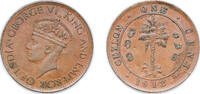 Sri Lanka 1 Cent Ceylon (1597-1972) 1942 1 Cent - George VI Bronze 2.33g XF KM 111a -