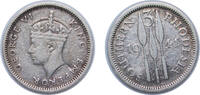 Zimbabwe 3 Pence Zimbabwe Southern Rhodesia British colony 1941 3 Pence - George VI Silver (.925) Royal Mint (Tower Hill) (600000) 1.41g VF KM 16 -