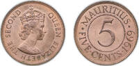 Mauritius 5 Cents Mauritius 1969 5 Cents - Elizabeth II (1st portrait) Bronze (500000) 9.7g BU KM 34 Schön 33 -