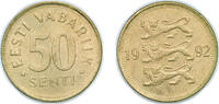 Estonia 50 Senti Estonia Republic 1992 M 50 Senti Copper-aluminium-nickel (31200000) 2.92g UNC KM 24 Schön 25 -