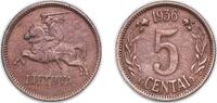 Lithuania 5 Centai Lithuania Republic 1936 5 Centai Bronze Kaunas Mint (4800000) 3.06g XF KM 81 -