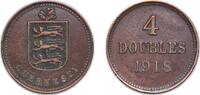 Guernsey 4 Doubles Guernsey British dependency 1918 H 4 Doubles Bronze (157000) 4.98g XF KM 13 -