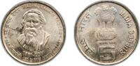 India 5 Rupees India Republic 2011 ♦ 5 Rupees (Rabindranath Tagore) Nickel brass Mumbai / Bombay Mint 6g UNC KM 393 -