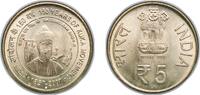 India 5 Rupees India Republic null ♦ 5 Rupees (150 Years of Kuka Movement 1857-2007) Nickel brass Mumbai / Bombay Mint 5.95g UNC KM 409 -