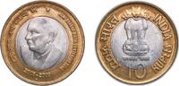 India 10 Rupees India Republic 2009 ♦ 10 Rupees (Homi Bhabha) Bimetallic: copper-nickel centre in aluminium bronze ring Mumbai Mint 7.7g UNC KM -